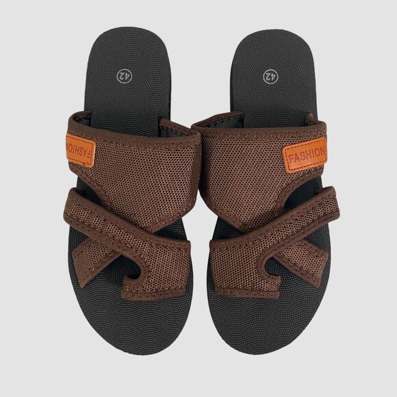 Black Brown Mesh Fabric Strap Sport Athletic Sandals / Flip Flops EU 42 US 11.5 - Picture 1 of 7